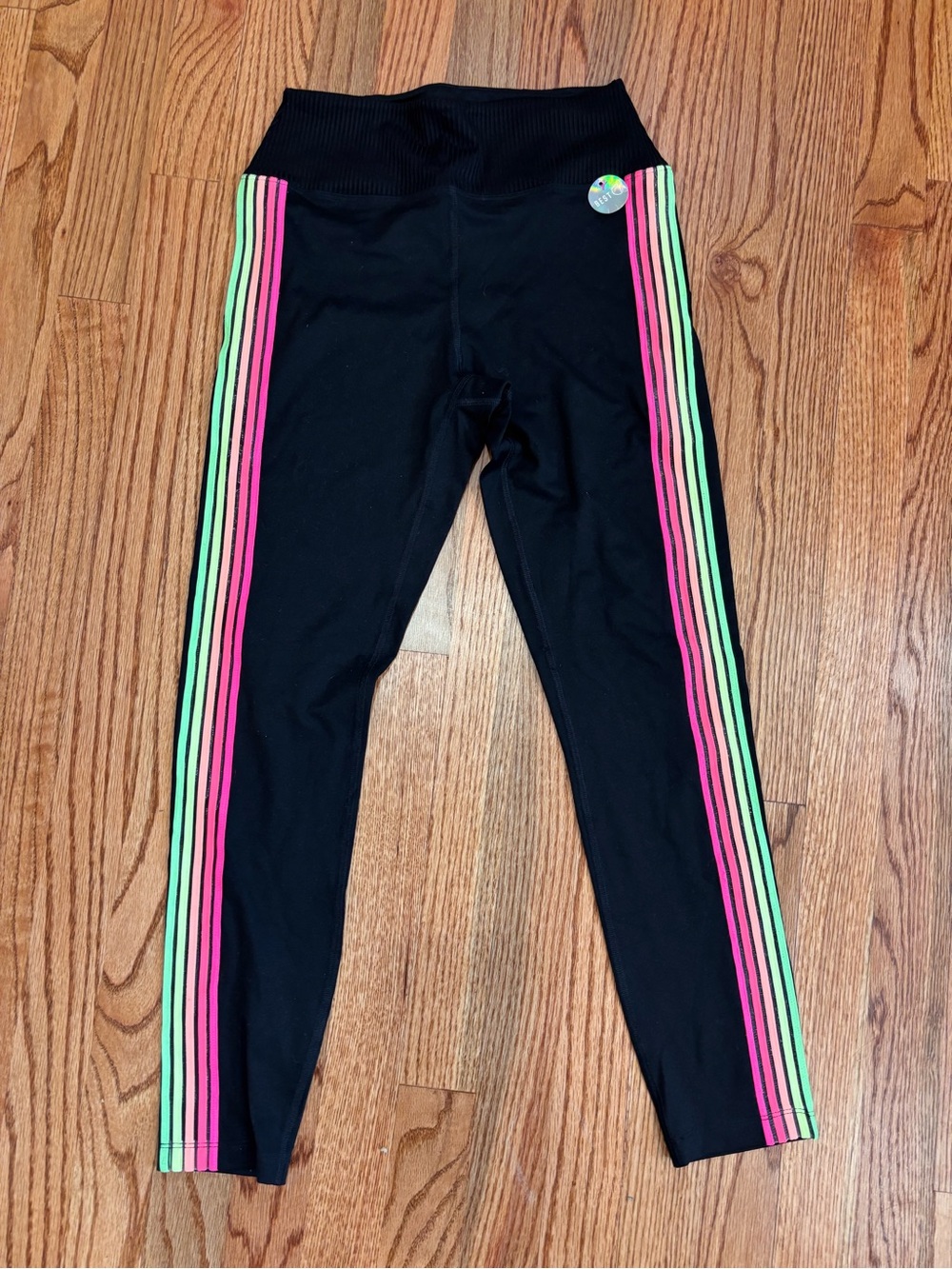 PINK Victoria’s Secret Ultimate Black Rainbow Side Stripe Leggings Small